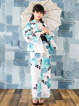 「アイテム（浴衣）」を使った、アンココンさん（レディース・158cm）の夏コーディネート