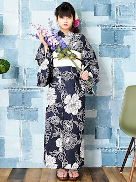 「アイテム（浴衣）」を使った、アンココンさん（レディース・158cm）の夏コーディネート