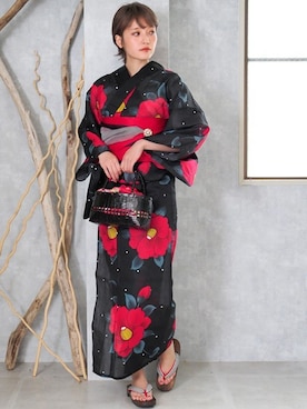 「モダン」｜「アイテム（浴衣）」を使った、アンココンさん（レディース・163cm）の夏コーディネート