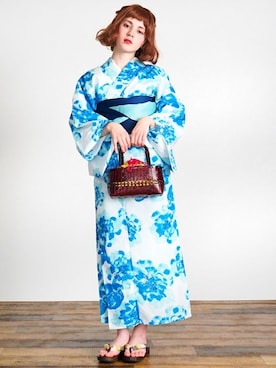 「アイテム（浴衣）」を使った、アンココンさん（レディース・163cm）の夏コーディネート