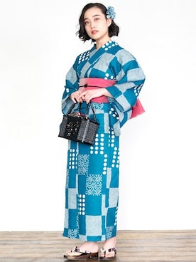 「モダン」｜「アイテム（浴衣）」を使った、アンココンさん（レディース・160cm）の夏コーディネート