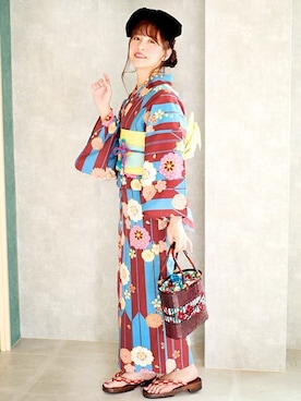 「アイテム（浴衣）」を使った、アンココンさん（レディース・160cm）の夏コーディネート