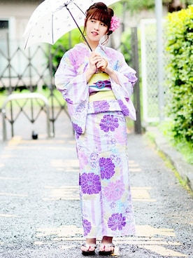 「アイテム（浴衣）」を使った、アンココンさん（レディース・160cm）の夏コーディネート