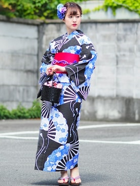 「アイテム（浴衣）」を使った、アンココンさん（レディース・160cm）の夏コーディネート