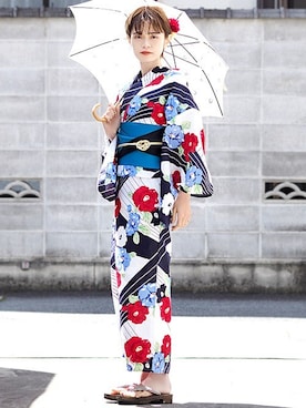 「アイテム（浴衣）」を使った、アンココンさん（レディース・160cm）の夏コーディネート