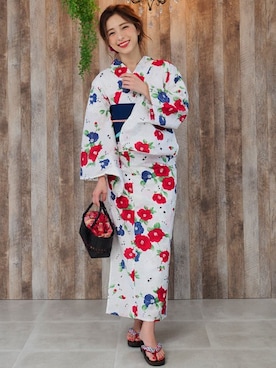 「アイテム（浴衣）」を使った、アンココンさん（レディース・160cm）の夏コーディネート