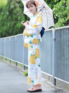 「アイテム（浴衣）」を使った、アンココンさん（レディース・160cm）の夏コーディネート