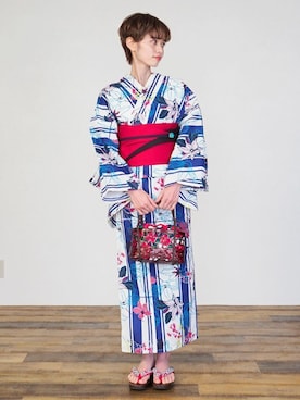 「モダン」｜「アイテム（浴衣）」を使った、アンココンさん（レディース・160cm）の夏コーディネート