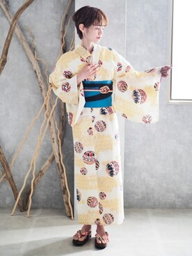 「モダン」｜「アイテム（浴衣）」を使った、アンココンさん（レディース・160cm）の夏コーディネート
