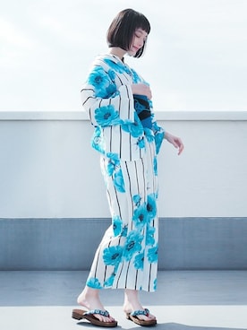 「アイテム（浴衣）」を使った、アンココンさん（レディース・158cm）の夏コーディネート