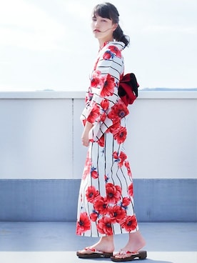 「アイテム（浴衣）」を使った、アンココンさん（レディース・166cm）の夏コーディネート