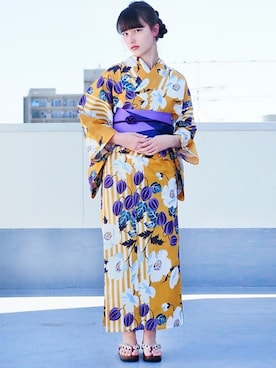 「アイテム（水着/着物・浴衣）」を使った、アンココンさん（レディース・166cm）の夏コーディネート