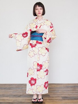 「アイテム（浴衣）」を使った、アンココンさん（レディース・158cm）の夏コーディネート