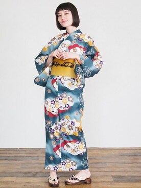 「モダン」｜「アイテム（浴衣）」を使った、アンココンさん（レディース・158cm）の夏コーディネート