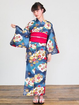 「アイテム（水着/着物・浴衣）」を使った、アンココンさん（レディース・166cm）の夏コーディネート