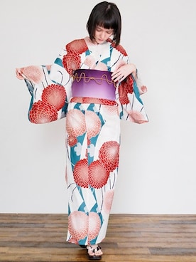 「アイテム（浴衣）」を使った、アンココンさん（レディース・158cm）の夏コーディネート