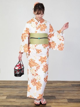 「アイテム（浴衣）」を使った、アンココンさん（レディース・158cm）の夏コーディネート