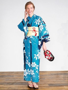 「--（--）のアイテム（浴衣）」を使った、アンココンさん（レディース・163cm）の夏コーディネート