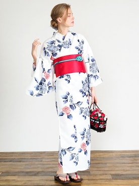 「--（--）のアイテム（浴衣）」を使った、アンココンさん（レディース・163cm）の夏コーディネート