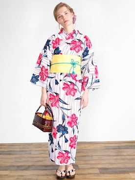 「--（--）のアイテム（浴衣）」を使った、アンココンさん（レディース・163cm）の夏コーディネート