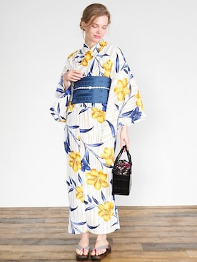 「--（--）のアイテム（浴衣）」を使った、アンココンさん（レディース・163cm）の夏コーディネート
