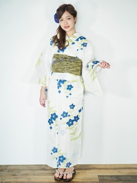 「アイテム（浴衣）」を使った、アンココンさん（レディース・167cm）の夏コーディネート