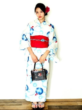 「アイテム（浴衣）」を使った、アンココンさん（レディース・160cm）の夏コーディネート