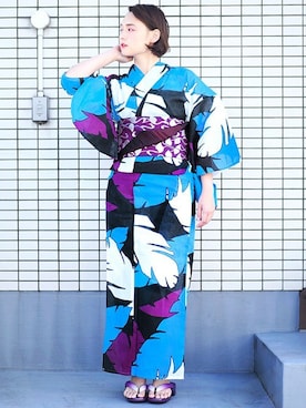 「アイテム（浴衣）」を使った、アンココンさん（レディース・166cm）の夏コーディネート