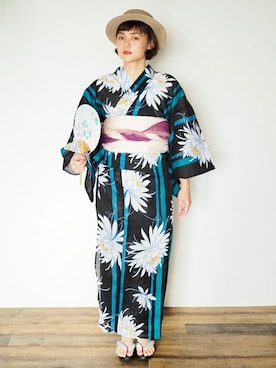 「アイテム（浴衣）」を使った、アンココンさん（レディース・166cm）の夏コーディネート