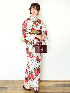 「アイテム（浴衣）」を使った、アンココンさん（レディース・163cm）の夏コーディネート