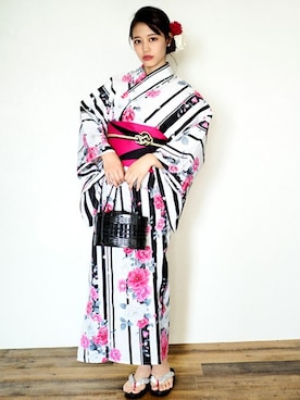 「--（--）のアイテム（浴衣）」を使った、アンココンさん（レディース・160cm）の夏コーディネート