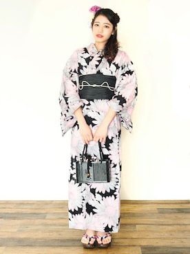 「アイテム（浴衣）」を使った、アンココンさん（レディース・160cm）の夏コーディネート