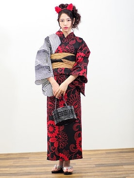 「アイテム（浴衣）」を使った、アンココンさん（レディース・160cm）の夏コーディネート