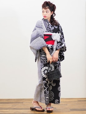 「アイテム（浴衣）」を使った、アンココンさん（レディース・160cm）の夏コーディネート