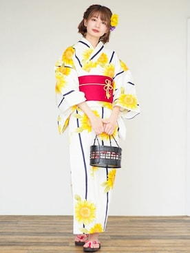 「アイテム（浴衣）」を使った、アンココンさん（レディース・160cm）の夏コーディネート