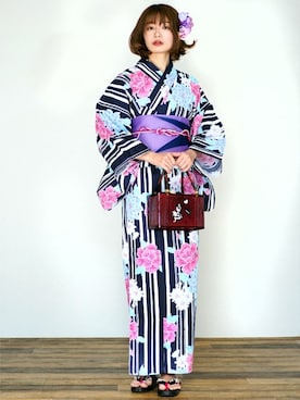 「アイテム（浴衣）」を使った、アンココンさん（レディース・160cm）の夏コーディネート
