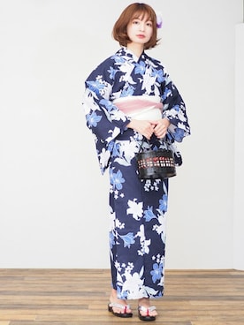 「アイテム（浴衣）」を使った、アンココンさん（レディース・160cm）の夏コーディネート