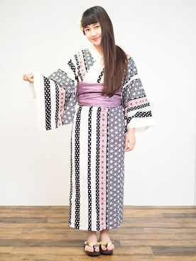 「アイテム（浴衣）」を使った、アンココンさん（レディース・153cm）の夏コーディネート