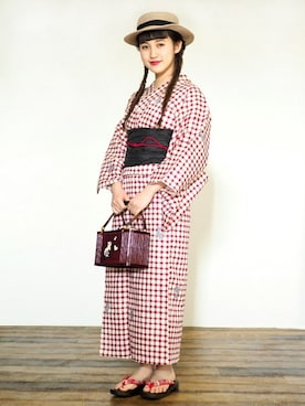 「アイテム（浴衣）」を使った、アンココンさん（レディース・153cm）の夏コーディネート