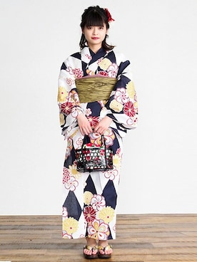 「アイテム（浴衣）」を使った、アンココンさん（レディース・158cm）の夏コーディネート