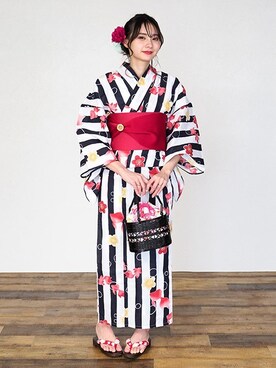「アイテム（浴衣）」を使った、アンココンさん（レディース・160cm）の夏コーディネート