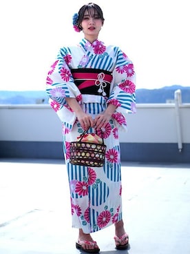 「アイテム（浴衣）」を使った、アンココンさん（レディース・160cm）の夏コーディネート