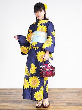 「アイテム（浴衣）」を使った、アンココンさん（レディース・158cm）の夏コーディネート