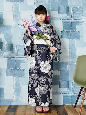 「アイテム（浴衣）」を使った、アンココンさん（レディース・158cm）の夏コーディネート