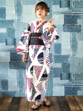 「アイテム（水着/着物・浴衣）」を使った、アンココンさん（レディース・160cm）の夏コーディネート