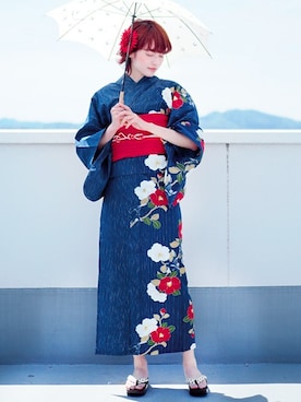 「アイテム（浴衣）」を使った、アンココンさん（レディース・163cm）の夏コーディネート