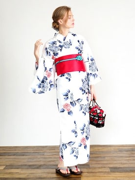 「アイテム（浴衣）」を使った、アンココンさん（レディース・163cm）の夏コーディネート