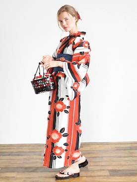 「アイテム（浴衣）」を使った、アンココンさん（レディース・163cm）の夏コーディネート