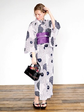 「アイテム（浴衣）」を使った、アンココンさん（レディース・163cm）の夏コーディネート