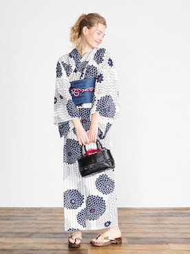 「アイテム（浴衣）」を使った、アンココンさん（レディース・163cm）の夏コーディネート